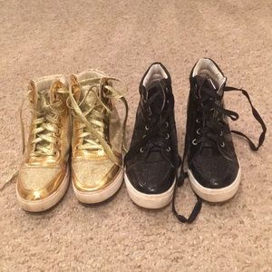 2 pairs of sparkly sneakers